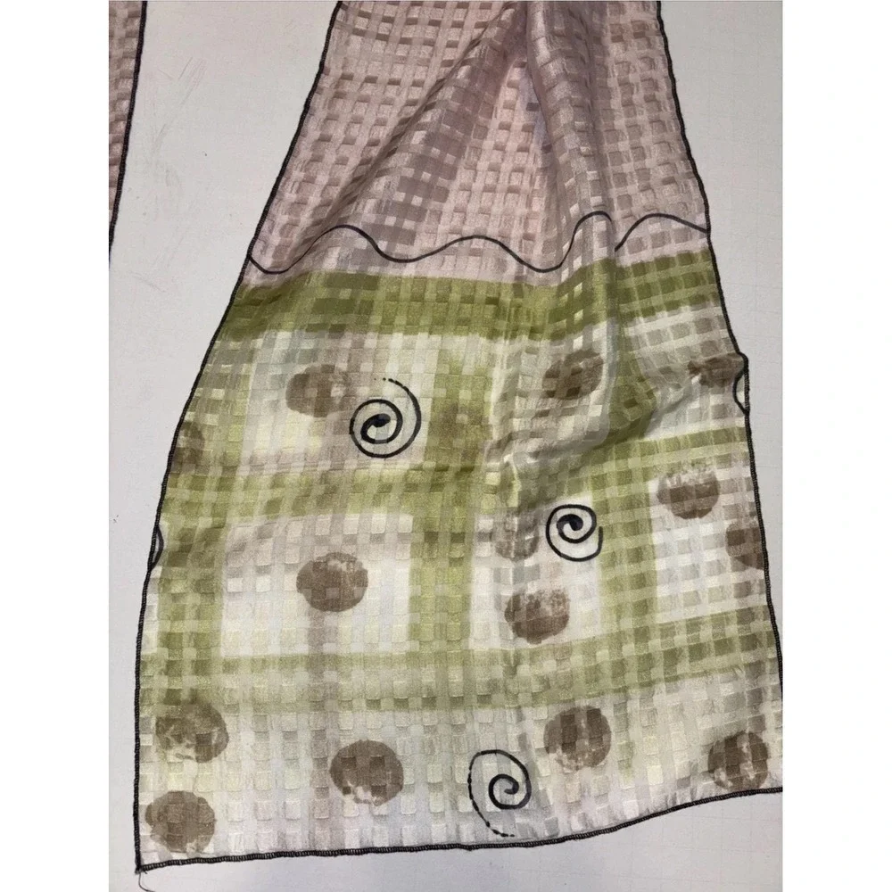 JENNA WEAR JENNIFER JACOBSON NY Art Wear Scarf 100% Silk Hand Painted 10.5 X 60